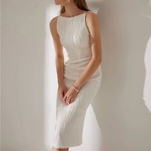 Rihoas white pearl strap midi dress